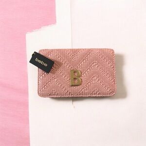 Bebe Blush Quilted Wallet with Gold Logo
